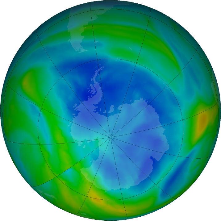 Antarctic ozone map for 20 August 2022